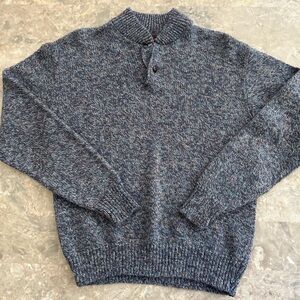 Vintage 1990s High Sierra Mervyns Wool Henley Sweater Blue M 21x23.5